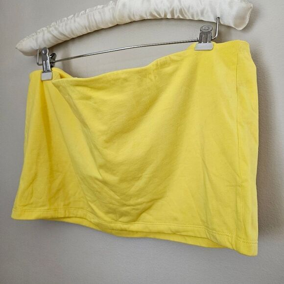BP Tube Top Crop Strapless Solid Yellow Casual Summer Plus Vacation Neutral - Picture 5 of 10